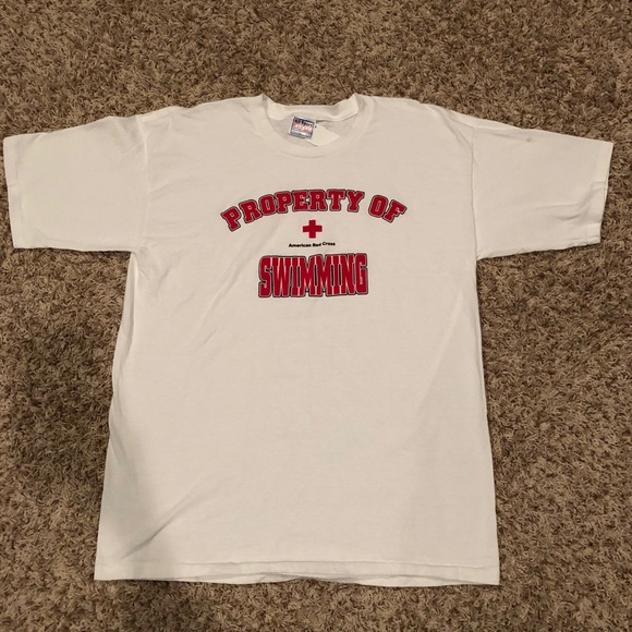 Vintage 80s 90s RedCross Swimming T single stitch - Picture 1 of 2